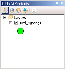 Setting up the symbology of the Bird_Sightings layer Setting up the symbology of the Bird_Sightings layer